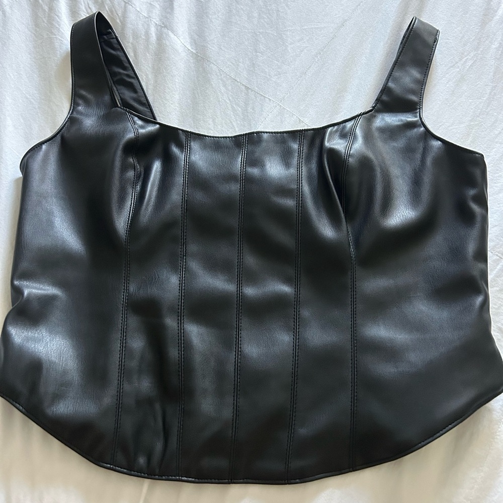 COPY - abercrombie faux black leather tank top.Never worn, zipper on side.